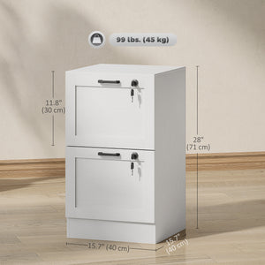 Vertical Filing Cabinet with 2 Drawers, Lock, File Cabinet for Home Office, A4 and Letter Size Files, White – view 2