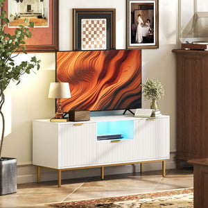 Modern TV Console for TVs up to 60 Inch, Entertainment Center with Smart RGB LED Lights and Soft Close – view 28