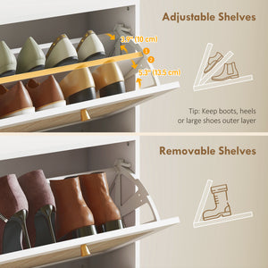 Rattan Shoe Storage Cabinet with 3 Flip Drawers and Adjustable Shelves, Entryway Shoe Cabinet for 18 Pairs – view 18
