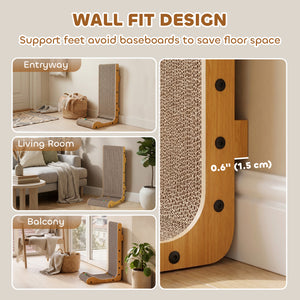 2PCS Cat Scratching Board L Shape Cat Scratcher Cat Scratching Pad with 3 Toy Balls, Catnip