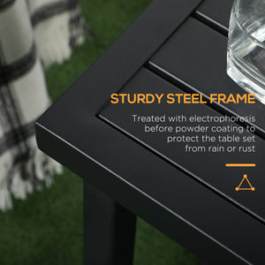 Outdoor Side Table, Patio End Table with Umbrella Hole, Small Coffee Table with Steel Frame for Balcony – view 4