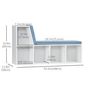 Multi-Purpose Bookshelf with 5 Cubes, 5-Cubby Bookcase with Cushioned Reading Nook and Storage Shelves, Blue – view 2