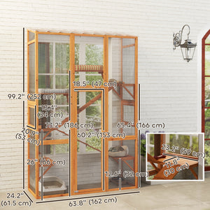 Large Outdoor Catio with 6 Jumping Platforms, Scratching Post, 2 Ramps, Waterproof Roof, Grey – view 9