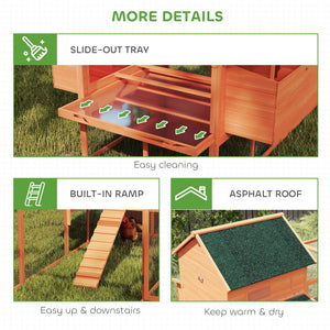 137" Wooden Chicken Coop with Chicken Run, Nesting Box, Dark Grey – view 13