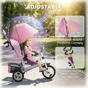 Qaba 6 in 1 Tricycle for Toddler 1-5 Years with Parent-Push Handle, Dark