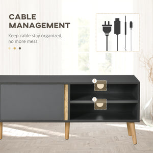 TV Stand for TVs up to 55", TV Cabinet with Shelves and Cable Holes, Entertainment Unit for Living Room, Dark Grey