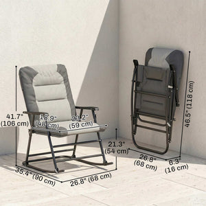Folding Rocking Chair Set of 2 Padded Rockers with Armrest, Navy Blue – view 16