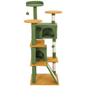 54" Cat Tree, Multi-Level Cat Tower with Scratching Posts, Cat Condos, Bed, Platforms, Ramp, Toy Ball, Beige – view 22