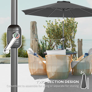 10' x 8' Round Market Umbrella, Patio Umbrella with Crank Handle and Tilt, Outdoor Parasol for Garden, Blue – view 19