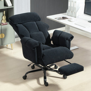 Desk Chair, Computer Office Chair with Footrest, Adjustable Backrest and Headrest, Black – view 7