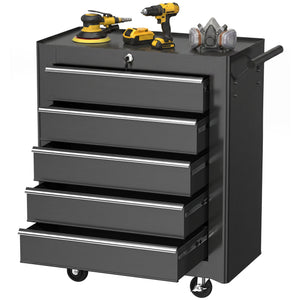 5 Drawer Roller Tool Chest, Lockable Toolbox, Storage Organizer with Handle for Workshop Mechanics Garage – view 8