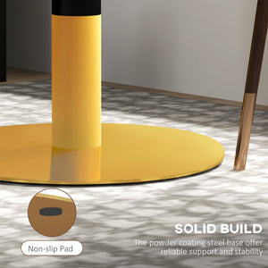 Round Dining Table, Modern Dining Room Table with Faux Marble Top, Steel Base, Space Saving Small Kitchen Table, White