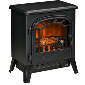 Freestanding Electric Fireplace Stove Heater with Realistic Flame Effect, Overheat Protection, 750W/1500W
