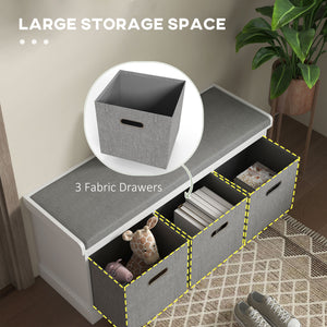 Shoe Storage Bench with Seat, Entryway Bench Seat with Cushion, 3 Fabric Drawers for Hallway, Dark Grey – view 18