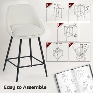 26" Counter Height Barstools Set of 2, Upholstered Swivel Bar Stools with Backrests and Armrests, Dark Grey – view 13