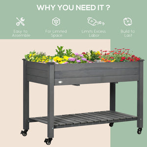 Mobile Raised Garden Bed Elevated Wood Planter Box with Lockable Wheels – view 13