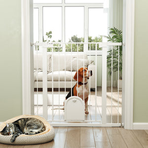 30"-52" Extra Wide Pet Gate Barrier with Small Door, 30"H Dog Gate with Safety Gate Barrier – view 34