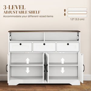 Sideboard, Buffet Cabinet with 4 Barn Doors and 3 Drawers, Coffee Bar Cabinet with Adjustable Shelves, Black – view 25
