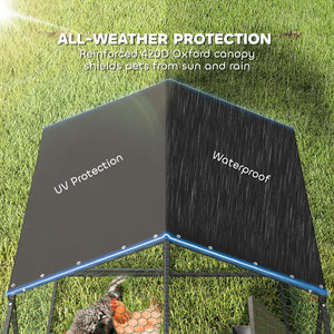 Large Metal Chicken Coop, Chicken Run with Waterproof & Anti-UV Cover for 3-5 Poultry, Outdoor Poultry Cage Rabbit Hutch