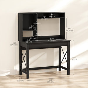 Computer Desk with Hutch, Home Office Table with Storage Shelves and Open Compartments for Writing, Work – view 16