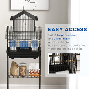 25" Bird Cage with Perch, Swing, Food Container, Slide-out Tray, Handle, Parrot Cage for Finches, Canaries, Budgies