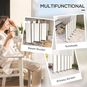6 Panel Folding Room Divider, UV30+ Privacy Screen, Indoor Outdoor Privacy Panel with Stable Base, Beige – view 3