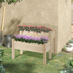 34"x34"x28" 2-Tier Raised Garden Bed Wooden Planter Box for Backyard, Patio to Grow Vegetables, Herbs, and Flowers