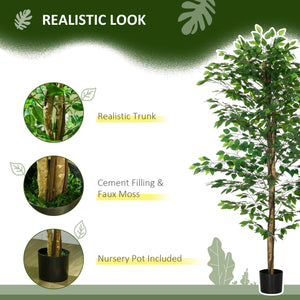 6ft Artificial Trees Ficus, Indoor Fake Plant with Pot, for Home Decor