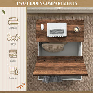 Coffee Table with Lift Top, 32" Farmhouse Center Table with Hidden Compartment for Living Room, Antique White
