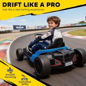 Qaba 24V Electric Go Kart with Dual 150W Motors, Adjustable Seat & 11.2MPH High Speed, Slow Start, 5-Point Harness