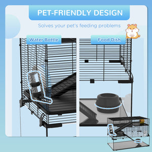 Hamster Cage, Gerbil Cage with Glass Basin for Small Hamsters, Black – view 11