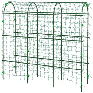 Arched Garden Trellis w/ Climbing Net Metal Cucumber Plant Trellis A-Frame for Climbing Plants 57" x 66" x – view 2