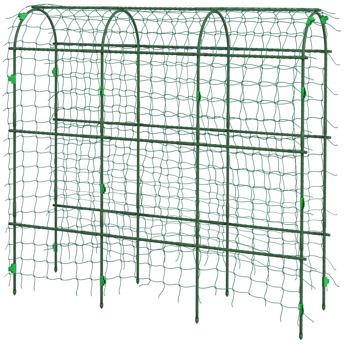 Arched Garden Trellis w/ Climbing Net Metal Cucumber Plant Trellis A-Frame for Climbing Plants 57" x 66" x – view 2