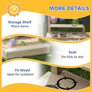 Kids Sandbox with Cover Kitchen Playset Toys, Wooden Sand Box with Seat, Storage, for 3-7 Years Old, Grey – view 13