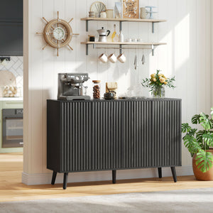 Buffet Cabinet with Storage Modern Fluted Sideboard with Adjustable Shelves Wood Legs for Dining Room – view 14