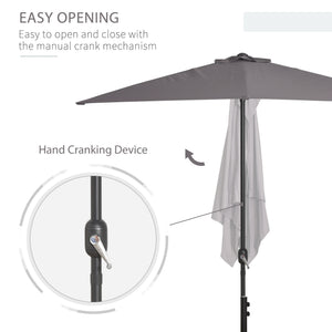 8ft Half Umbrella Outdoor Balcony Parasol Patio Garden Outdoor Window Sun Shade w/ 5 Ribs Beige – view 24