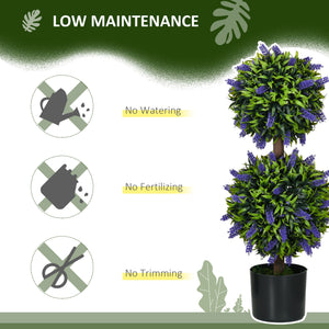 2.3ft Set of 2 Artificial Plants, Lavender Flowers Ball Trees with Pot, for Home Indoor Outdoor Decor