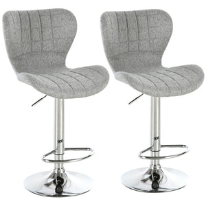 Set of 2 Counter Height Bar Stools Swivel Stool Height Adjustable Bar Chairs with Footrest for Kitchen Dining Home Pub, Grey