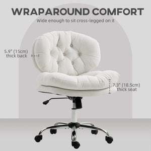 Computer Desk Chair, Armless Office Chair with Wide Padded Seat and Adjustable Height, Cream White – view 17