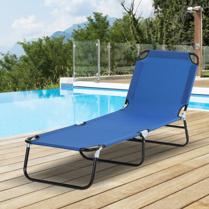 Outdoor Folding Lounge Chair, Steel Tanning Chair with Reclining Back, Breathable Mesh for Beach, Yard, Patio, Green