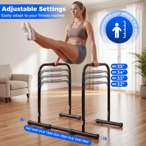 Adjustable Dip Bar Station with 660 LBS Capacity for Calisthenics and Strength Training-Black view 6
