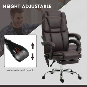 Massage Office Chair, Reclining Executive Office Chair with 6-Point Vibration, Footrest and High Back, Black – view 11