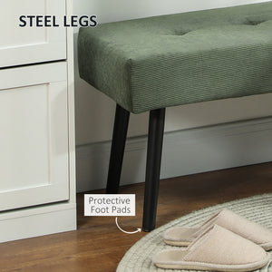 39" Upholstered Ottoman Bench, Corduroy Entryway Bedroom Bench with Padded Seat and Steel Legs for Bedroom – view 11