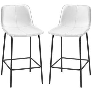 Bar Stools Set of 2, Upholstered Counter Height Bar Chairs, Kitchen Stools with Steel Legs
