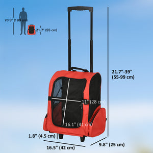 2-IN-1 Pet Luggage Box Backpack Carrier Cats Dogs w/ Handle, Rolling Wheel Grey – view 16