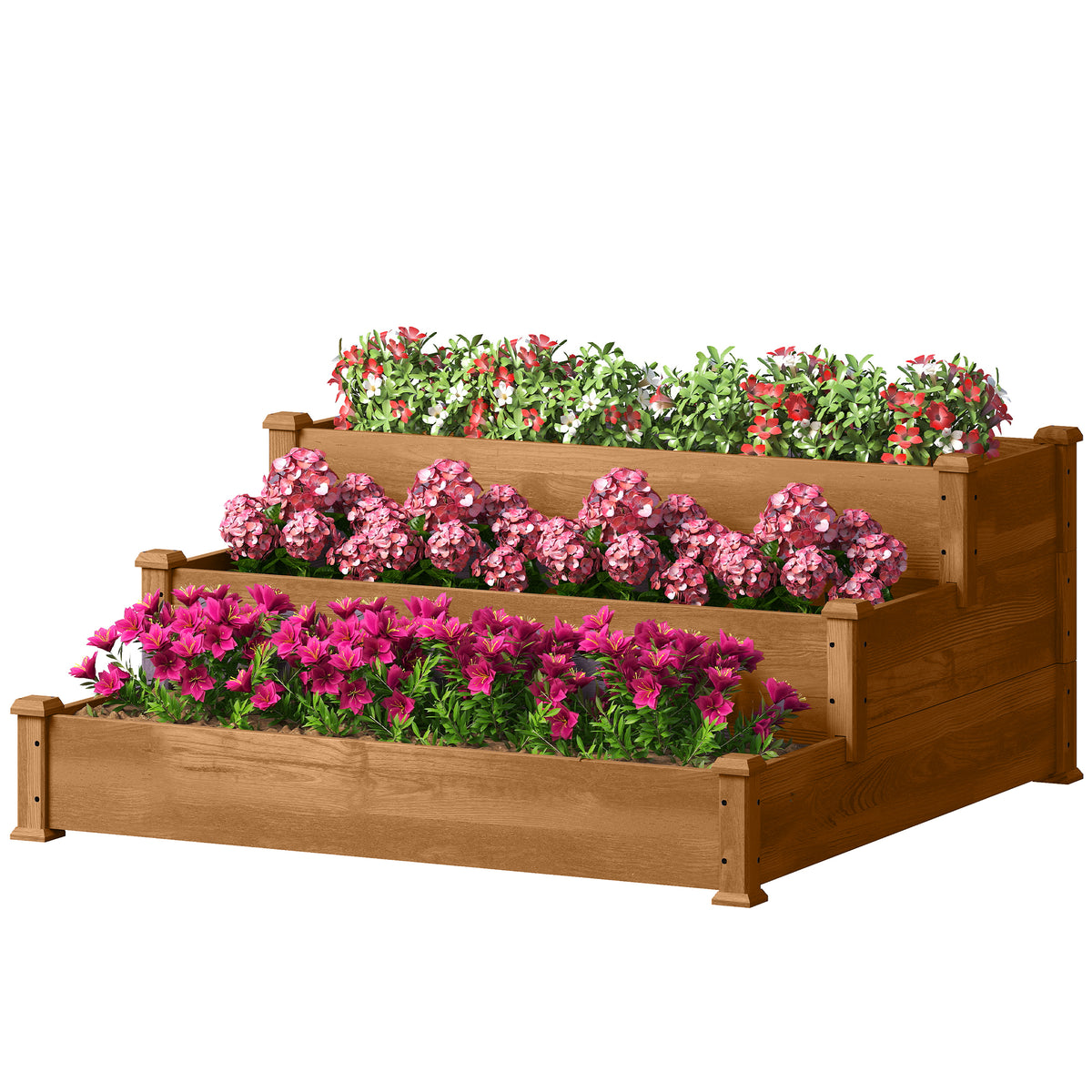 49" x 49" x 22" 3-Tier Raised Garden Bed Wooden Planter Kit Elevated Plant Box Stand for Yard, Patio – view 2