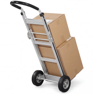 Aluminum Dolly Cart with 2 Rubber Wheels and Ergonomic Handle-Silver view 6