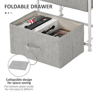 Linen Drawer Cabinet Organizer Storage Dresser Tower with 4 Removable Drawer Metal Frame Adjustable Feet for Living Room, Kitchen, Bathroom, Black