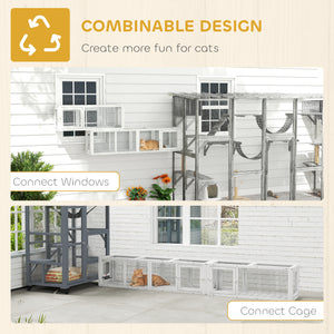 Cat Tunnel, Outdoor Cat Enclosure with Combinable Design, 8 Doors, 98" Kitty Toys for House, Window, Cage – view 10