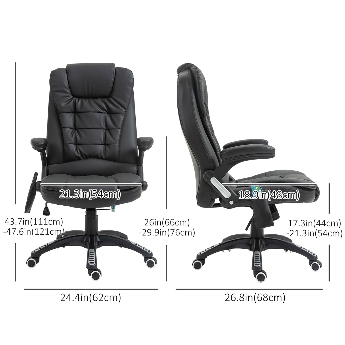 Executive Massage Chairs Heated High Back Reclining Office Chair Swivel Leather Adjustable Vibrating – view 2